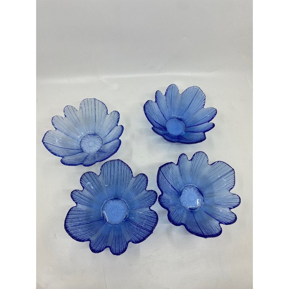 Vintage Petal Flower Glass Dessert Ice Cream Bowls 4